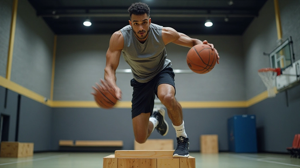 لاعب شاب يقوم بتمارين التوازن والتنسيق الحركي تحت إشراف مدرب متخصص في ملعب مغطى